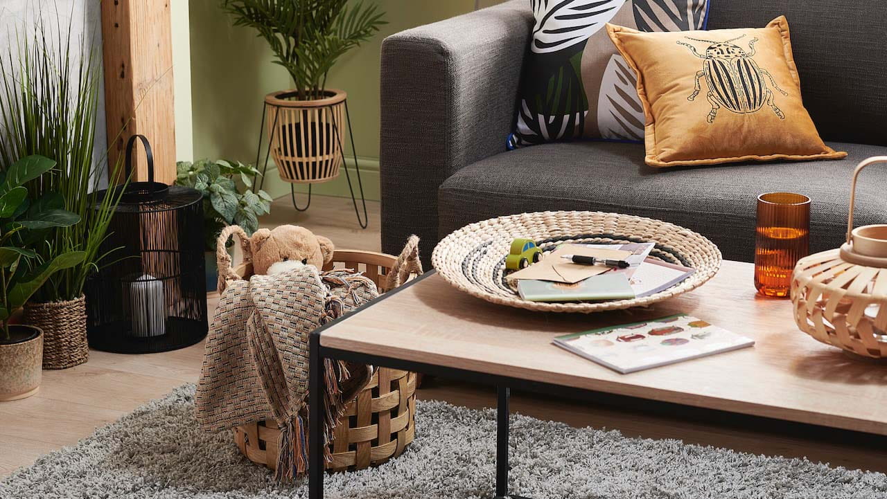 Using a basket for the throw in the lounge