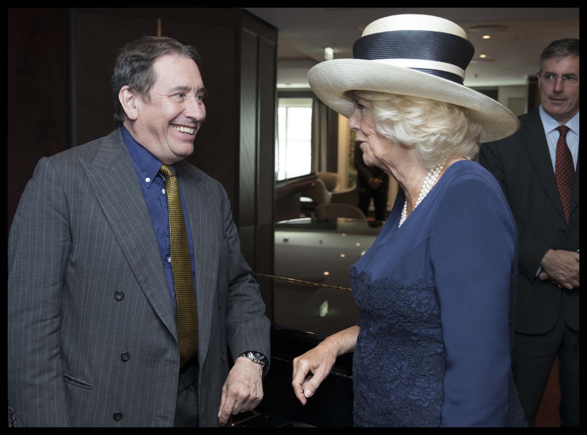 Muscian Jools Holland meeting Queen Camilla at a ship launch