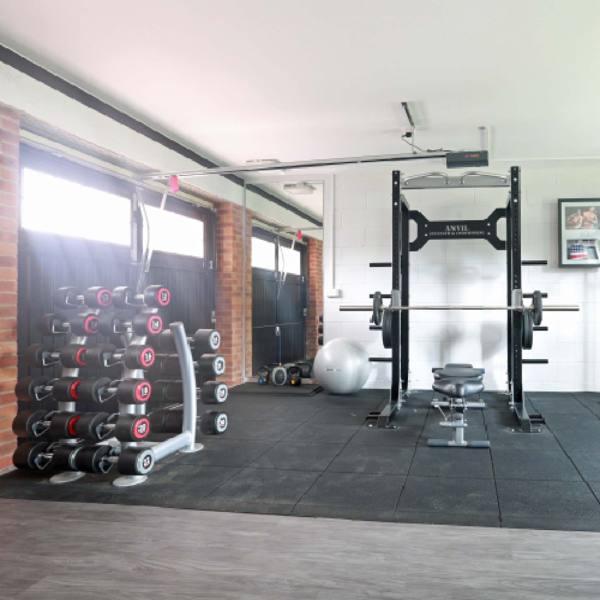 gym in a garage conversion