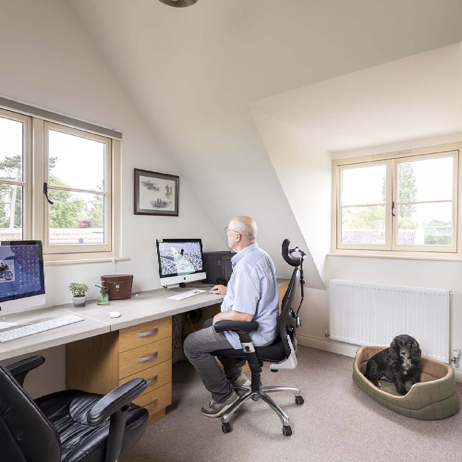 home office in a converted garage