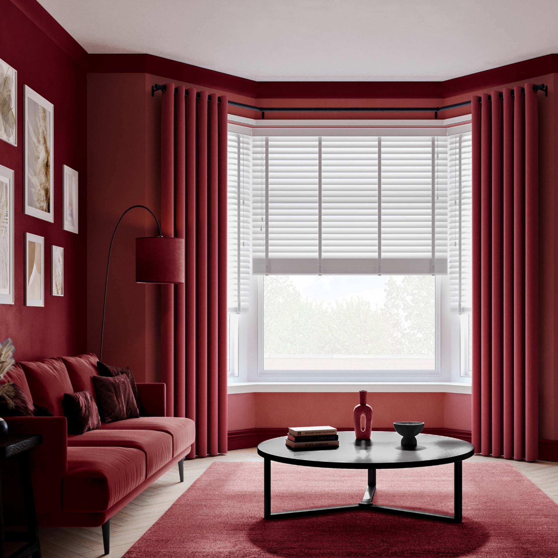 Very red lounge with red decoration