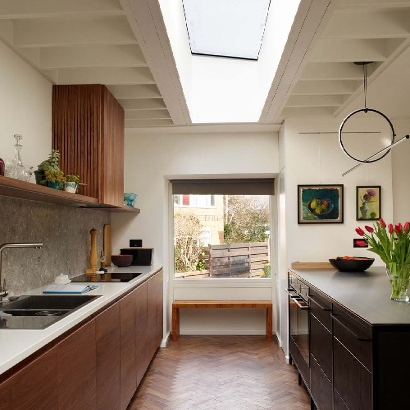 kitchen extension in a garage conversion