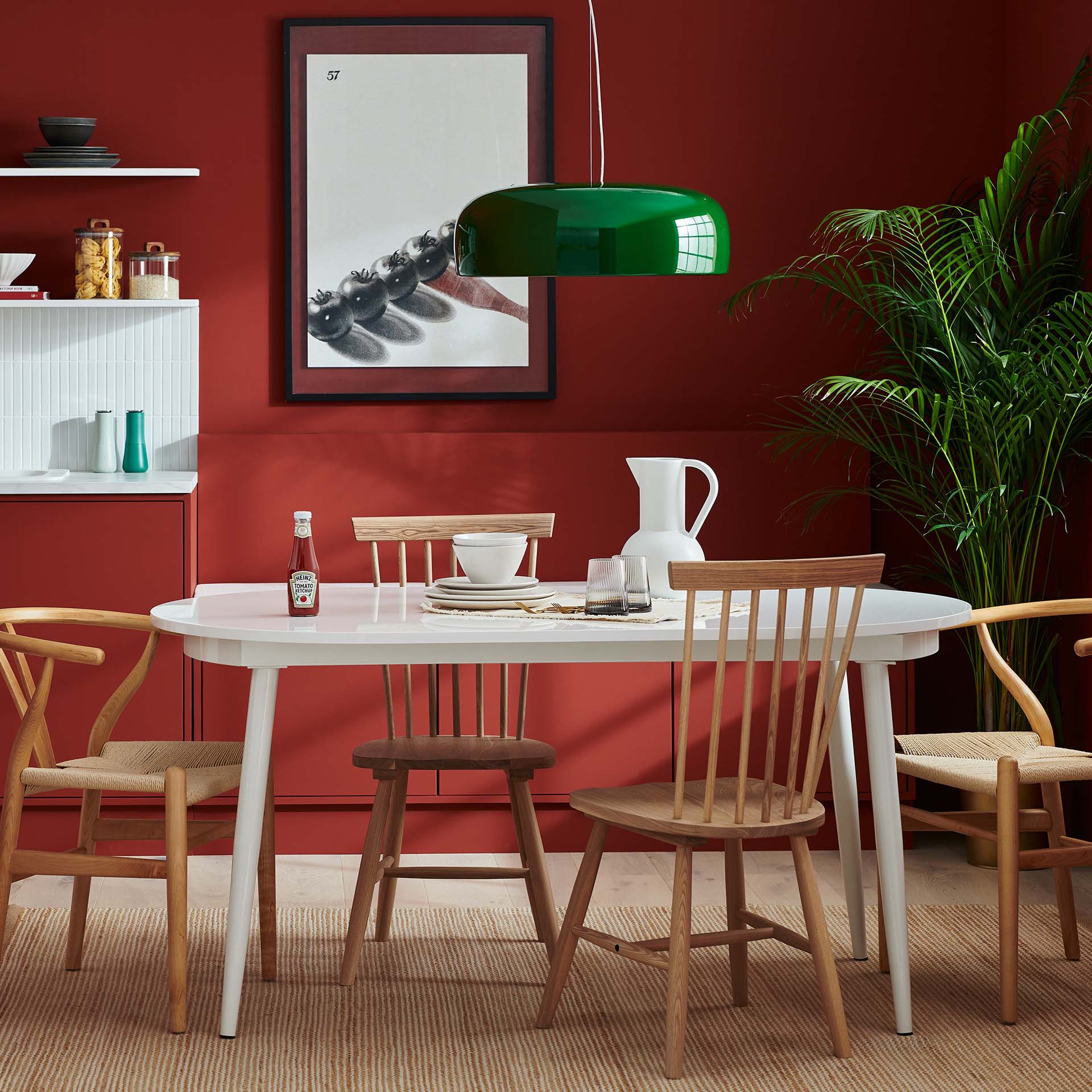 Red walls in a kitchen