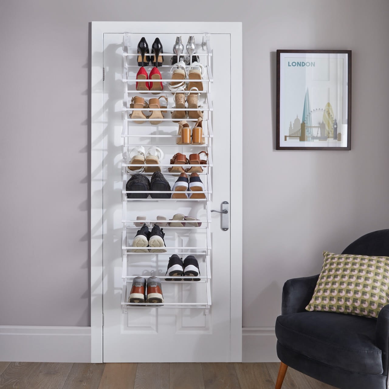 Over door shoe storage