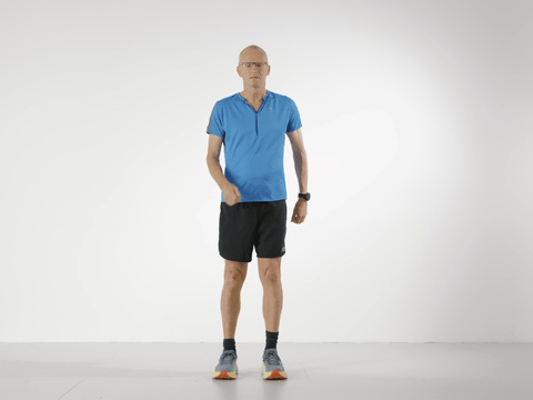 Paul on one leg in the running position