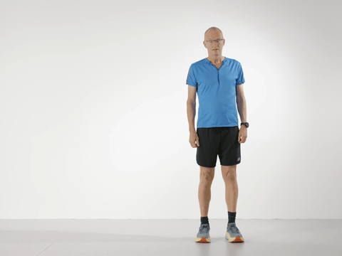 Paul moving side to side in a speed skater motion