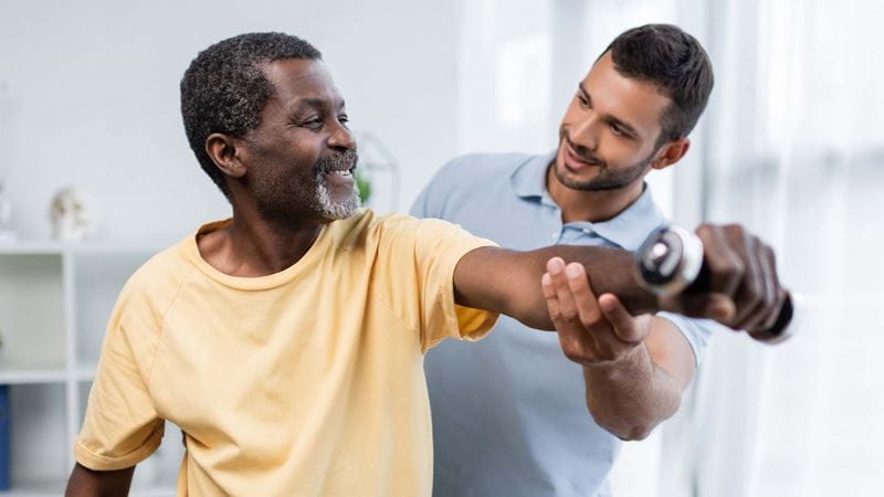 Man exercising with a dumbbell