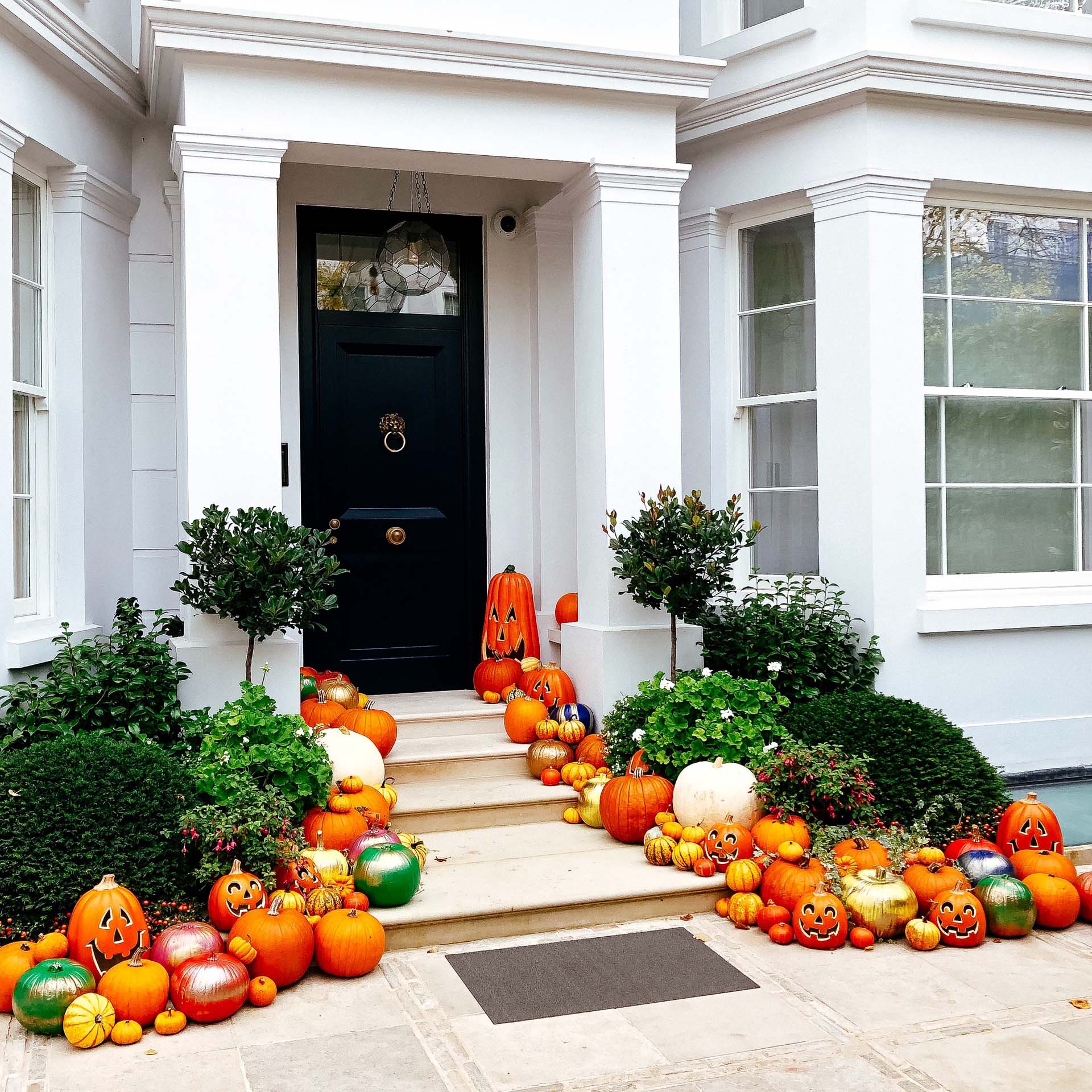 Pumpkins in a doorway