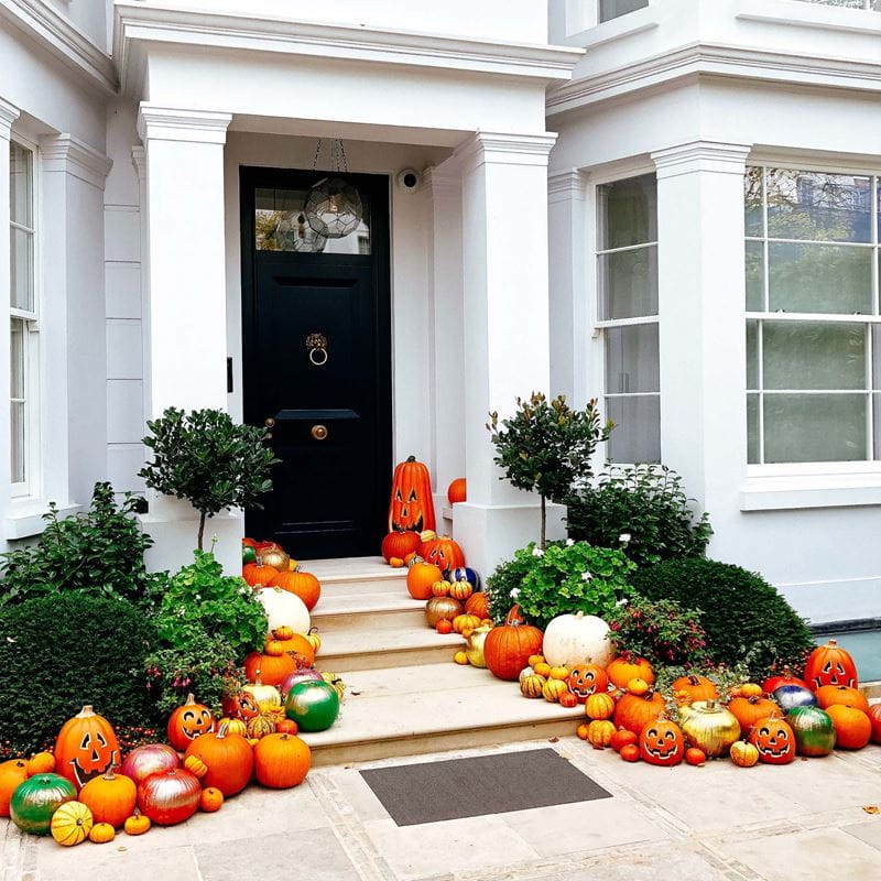 Pumpkins in a doorway