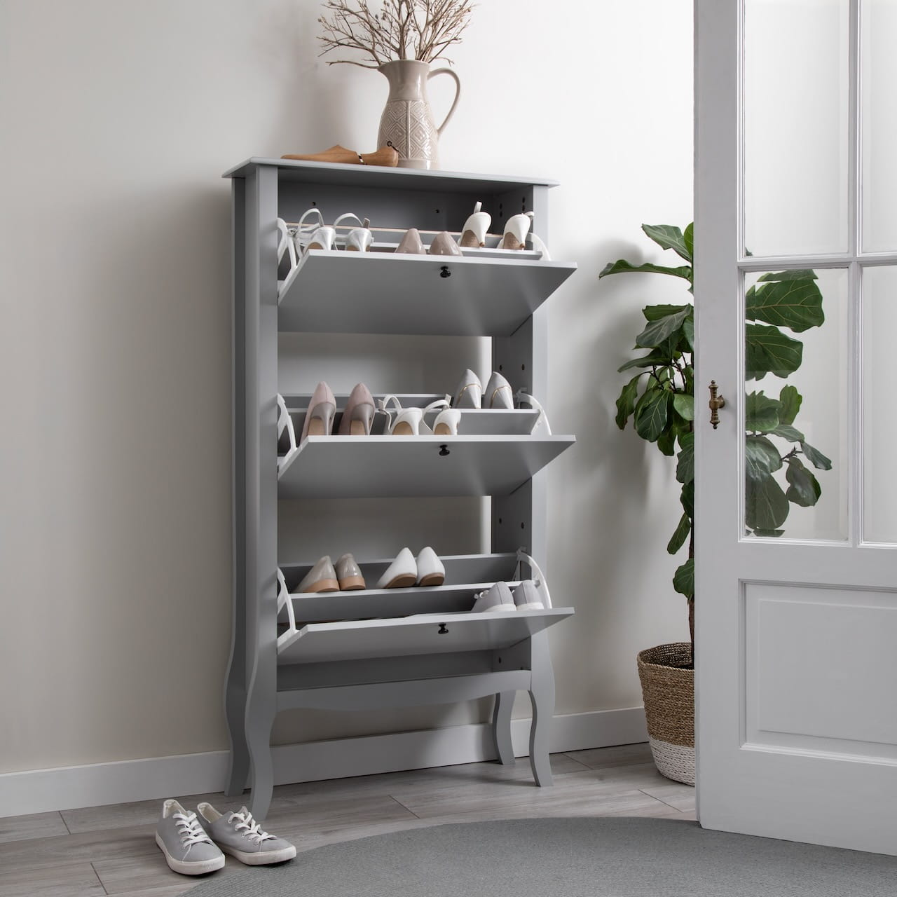 shoe cabinet with open door