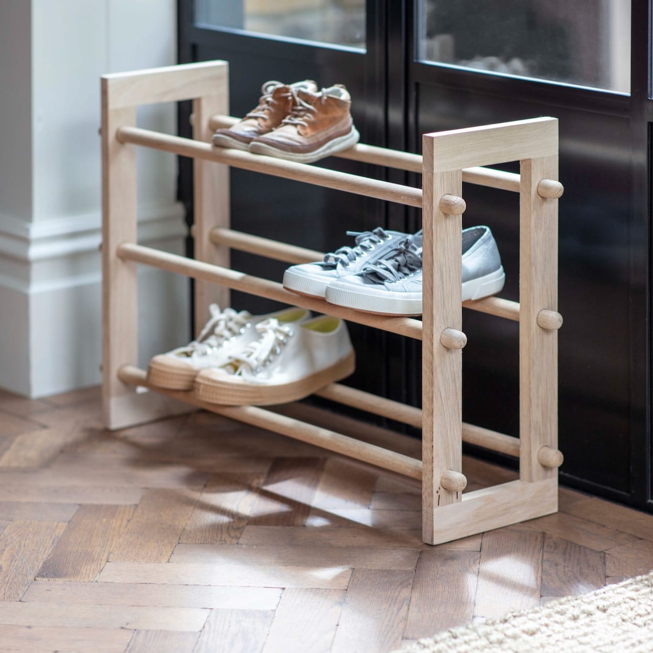 wooden shoe rack