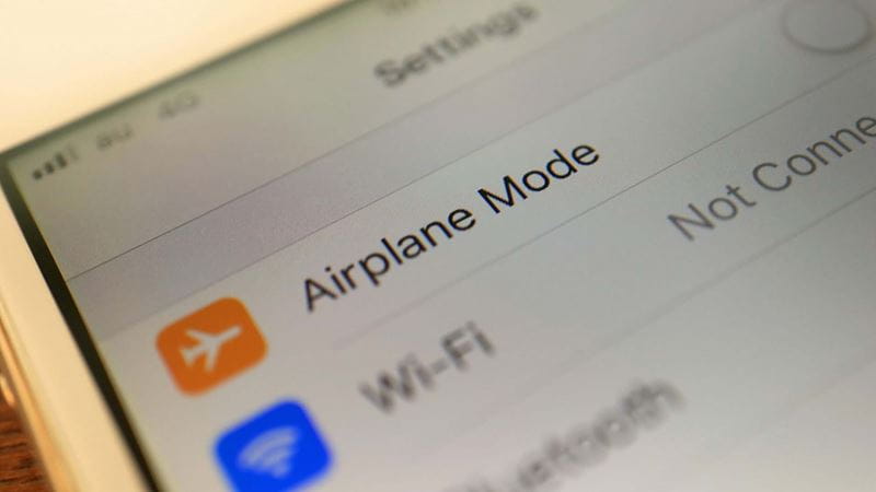 Close up of Airplane Mode on a mobile phone