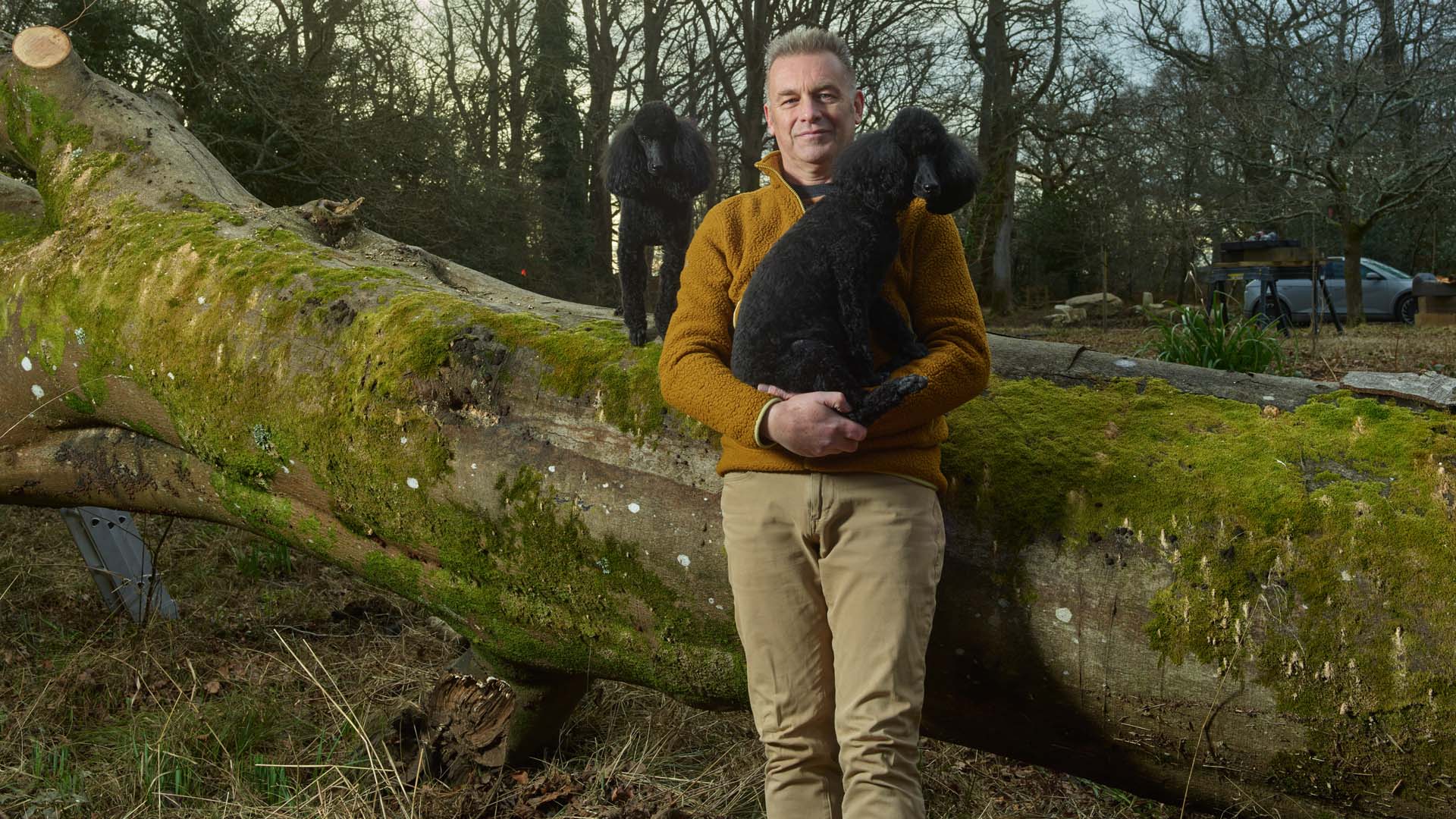 Chris Packham with one of his dogs