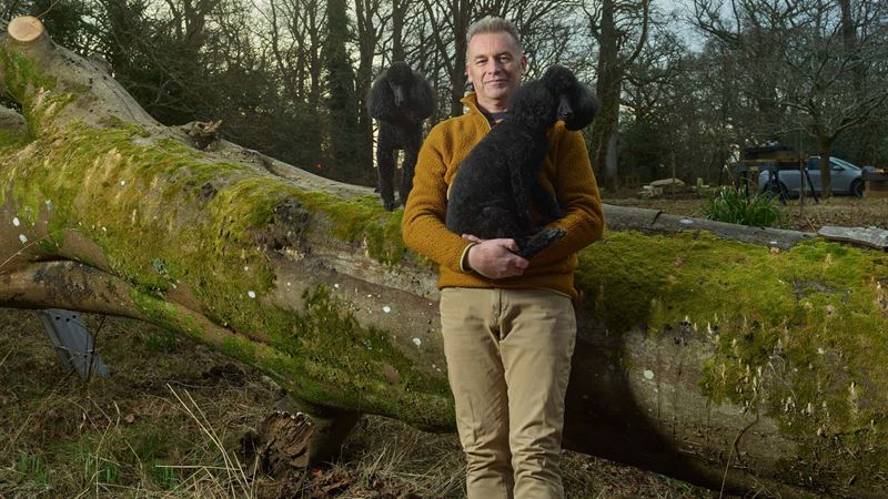 Chris Packham with one of his dogs
