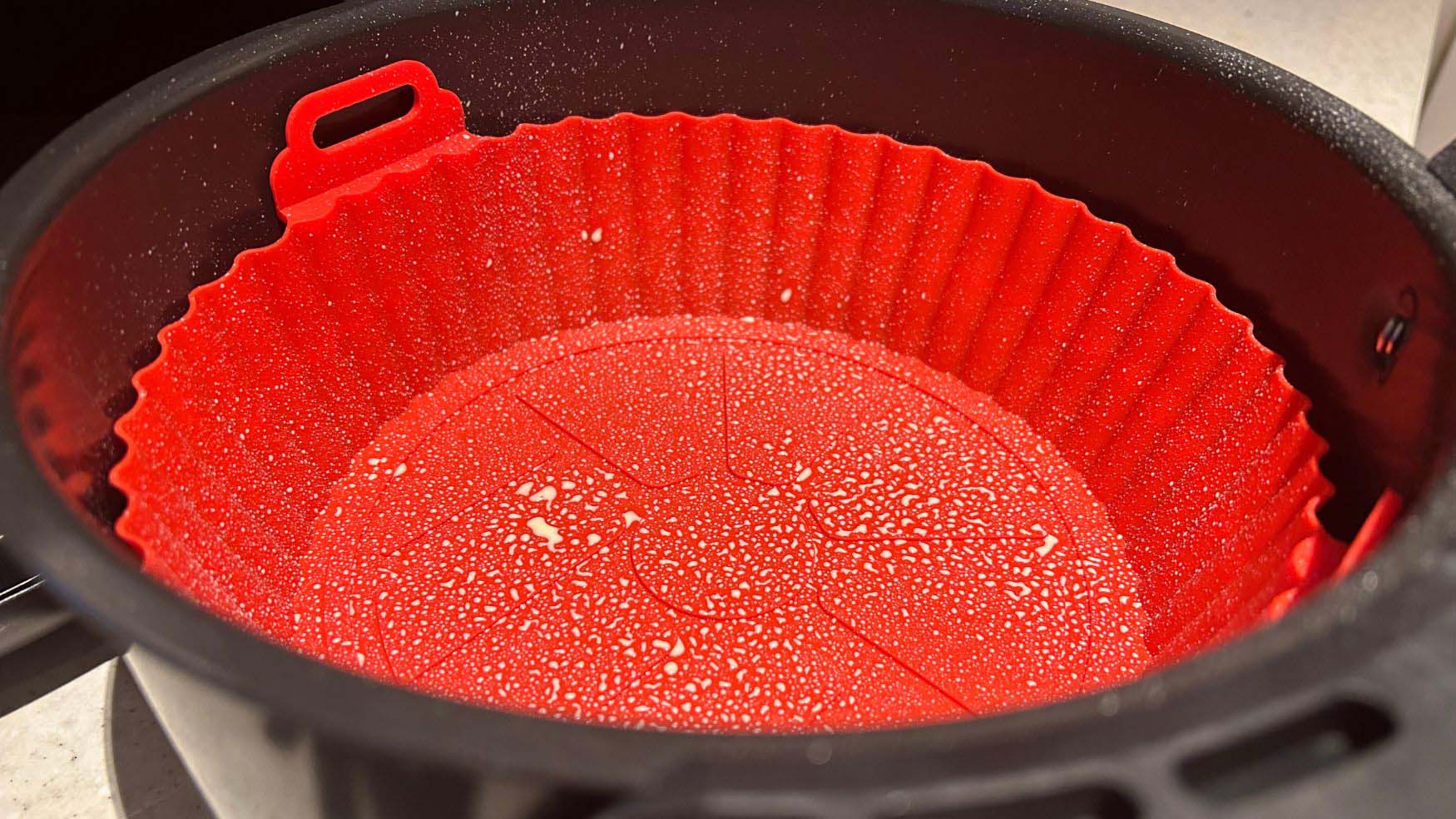 a silicon mould inside an air fryer