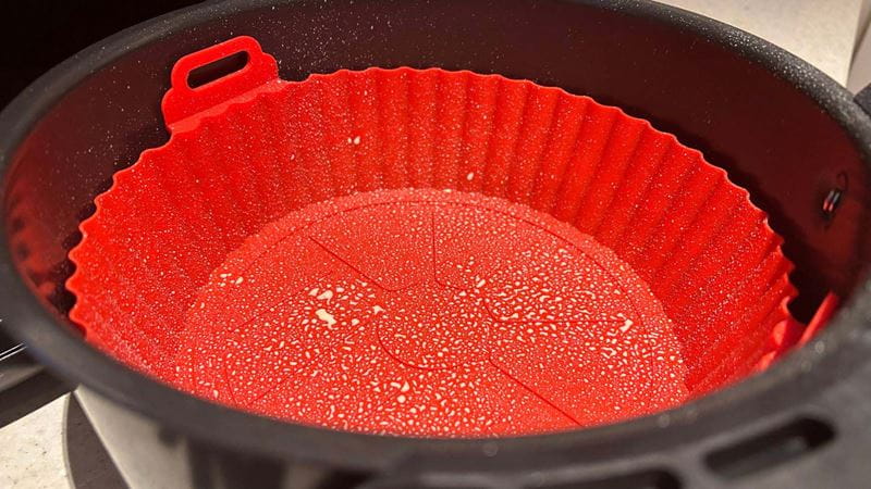 a silicon mould inside an air fryer