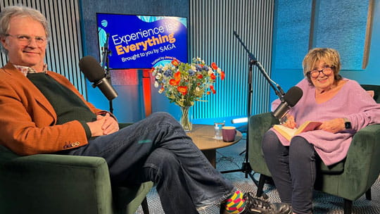 Two people in recording studio