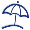 Stylised line drawing of an umbrella