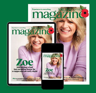 A magazine cover, a phone and a tablet