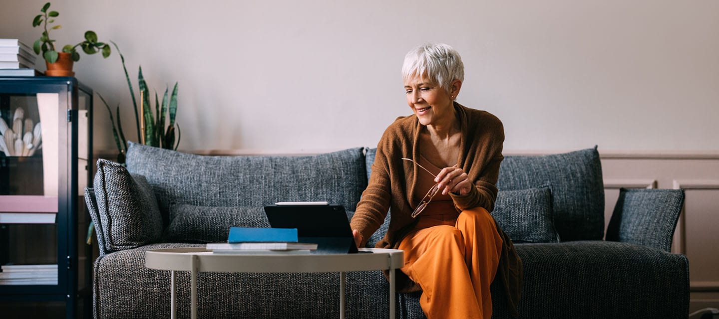 A woman at home doing some admin