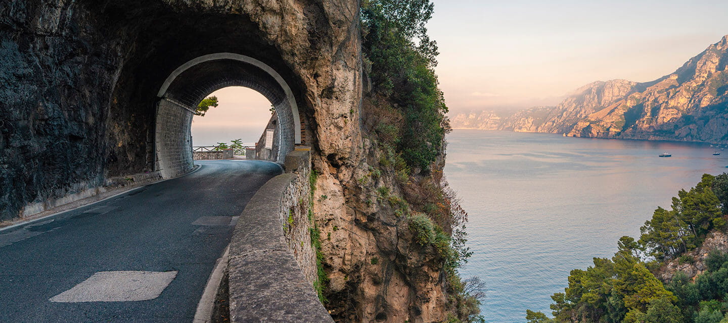 Scenic coastal road along Amalfi Coast, Italy