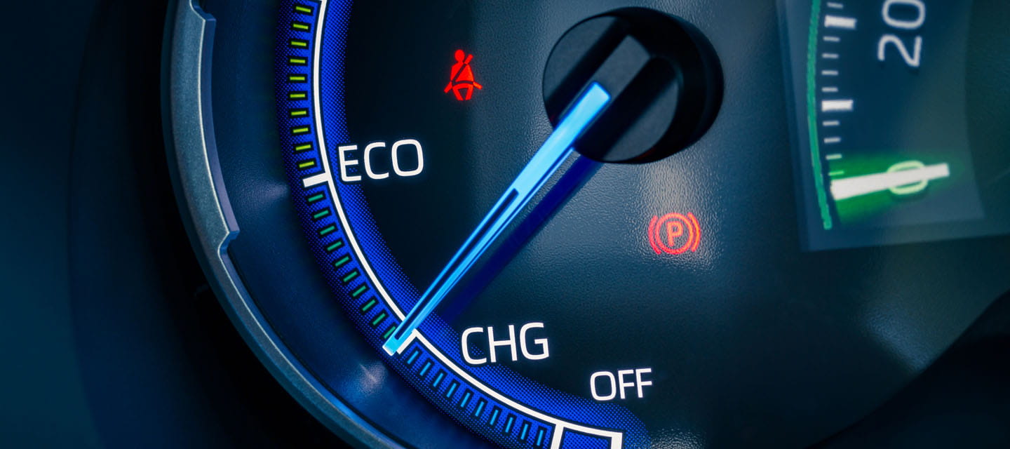 The dashboard of an electric car