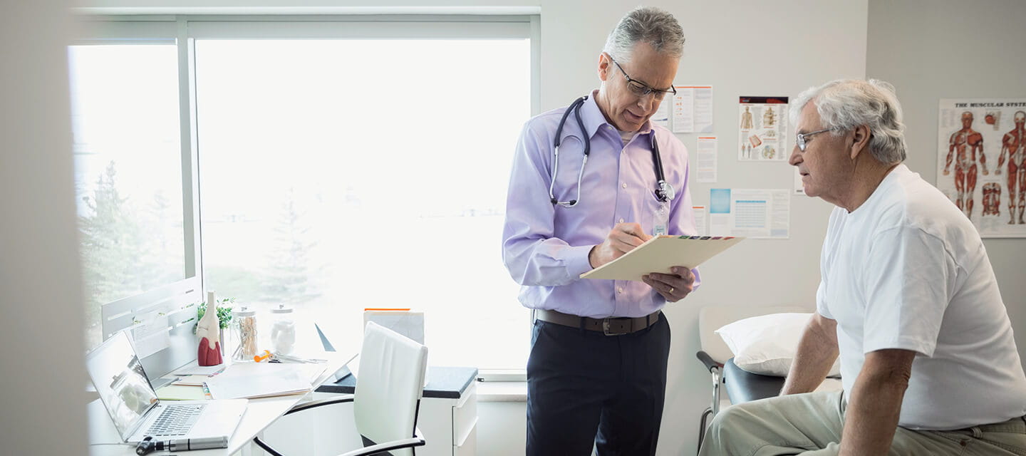 A senior man at a GP appointment