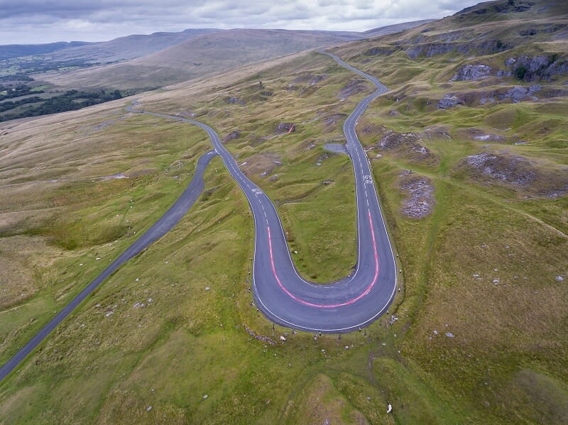 An aerial view of the famous Black Mountain Pass in South Wales 