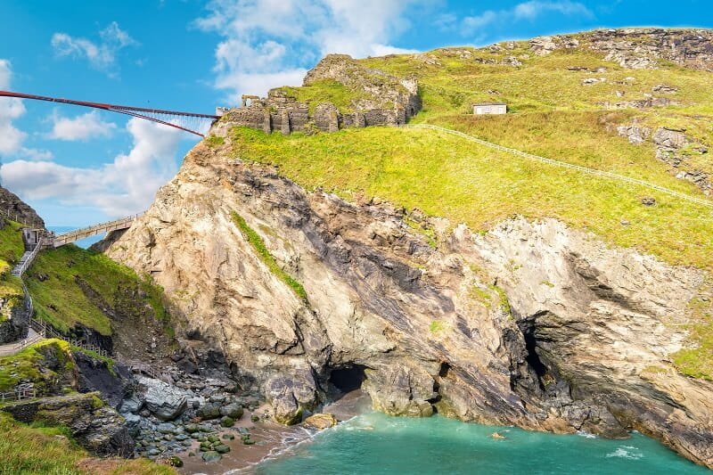 Tintagel island and the castle ruins on a lovely sunny day 