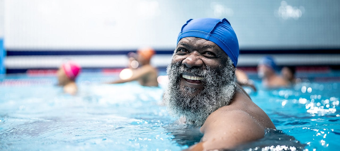 A mature man enjoying a swim