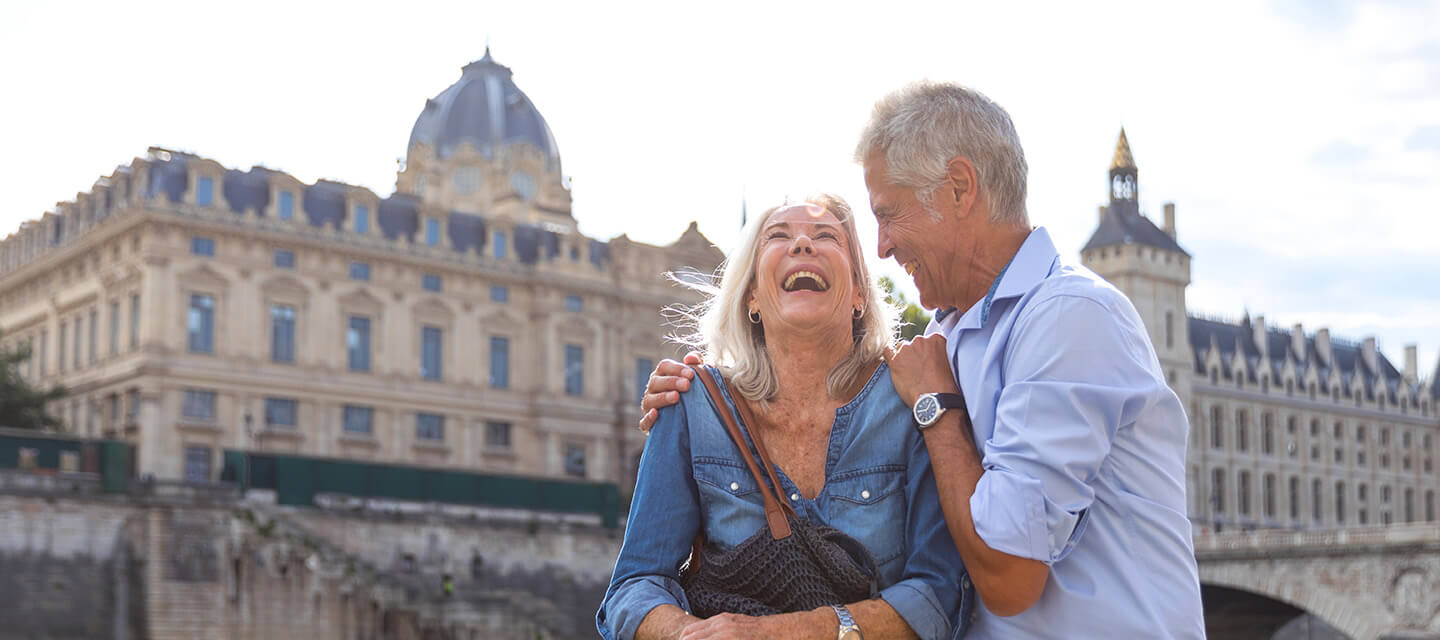 Seniors taking a break in Paris relaxing on the Seine River