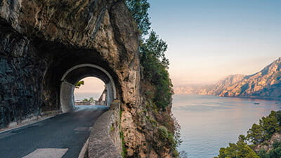 Scenic coastal road along Amalfi Coast, Italy