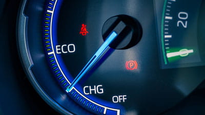 The dashboard of an electric car