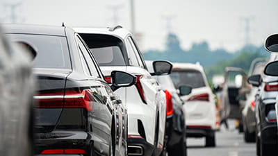 A lot of traffic backed up on the motorway