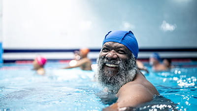 A mature man enjoying a swim