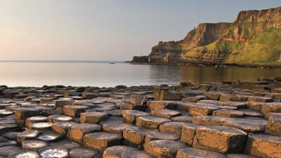 Giants Causeway in Northern Ireland at sunset