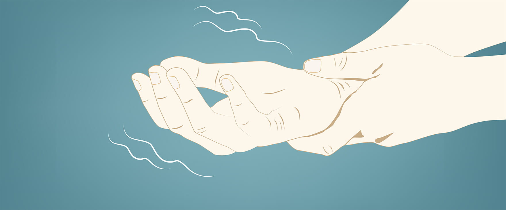an illustration of someone holding one hand with the other