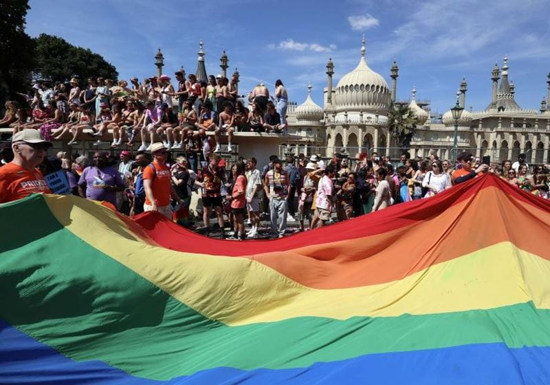 Huge Pride flag in London