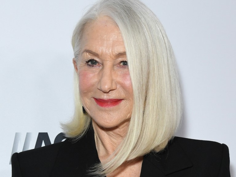 Helen Mirren sporting a long white-grey bob | Getty