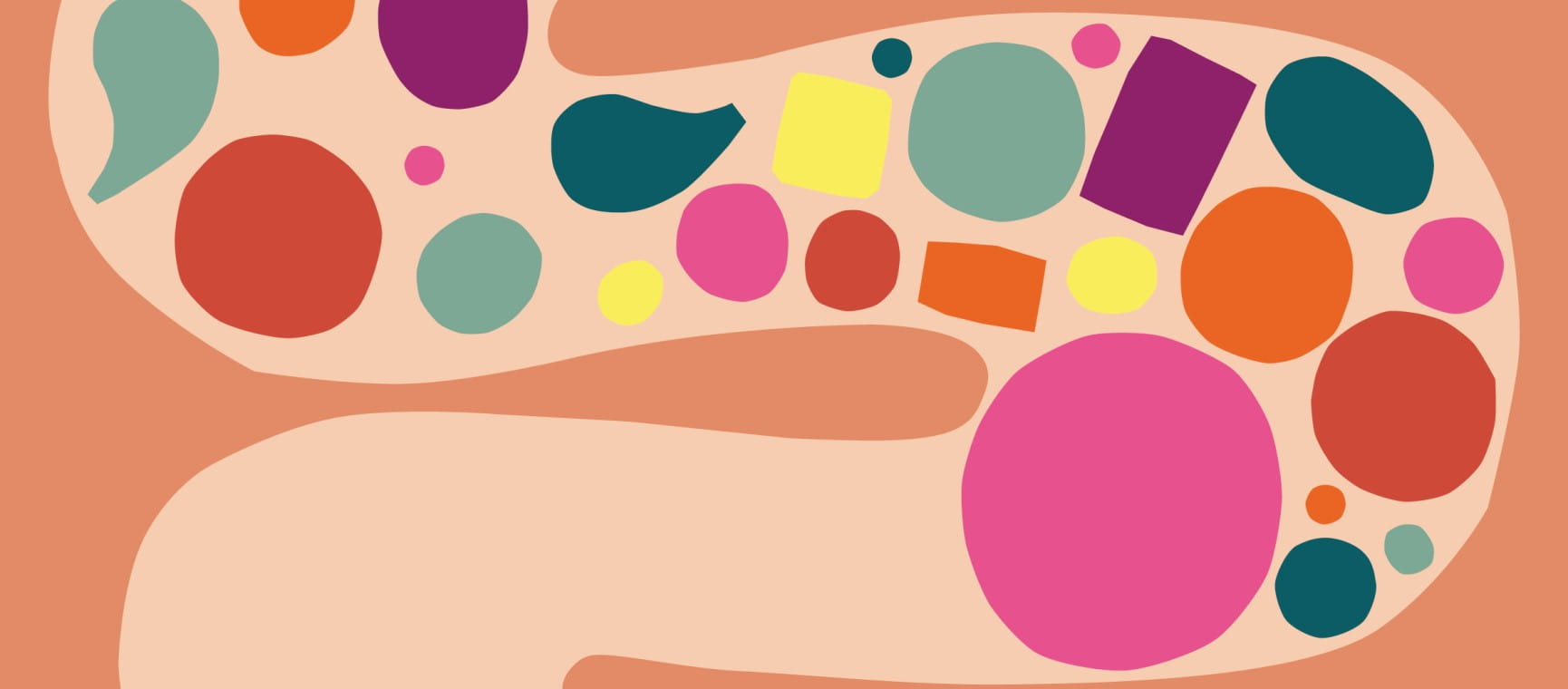 An illustration of food moving and getting stuck in the gut | Anna Kövecses / Handsome Frank 