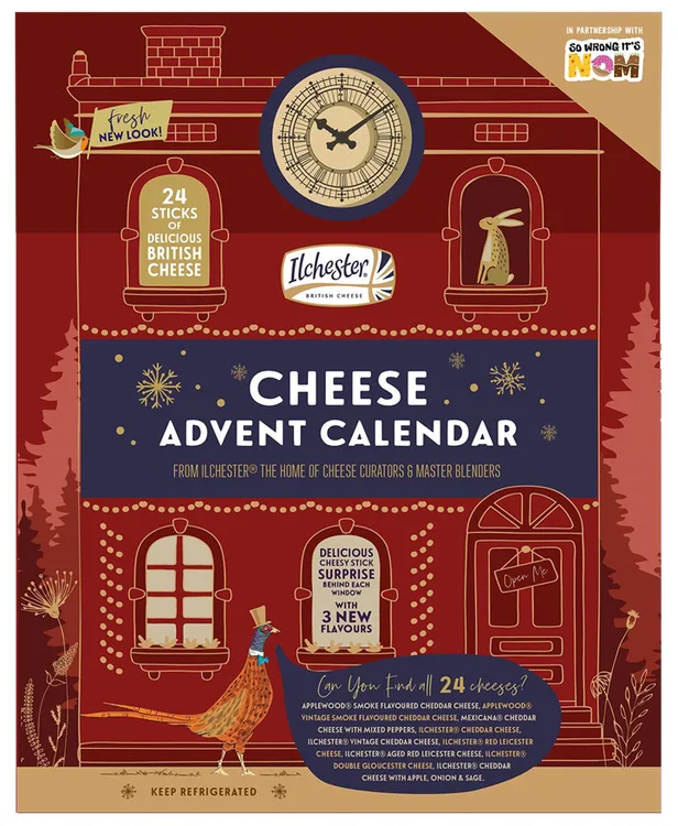 A cheese advent calendar in red