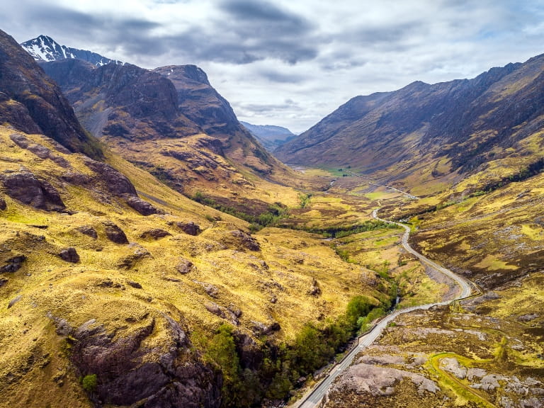 The mountain landscape of Glen Coe, Scotland