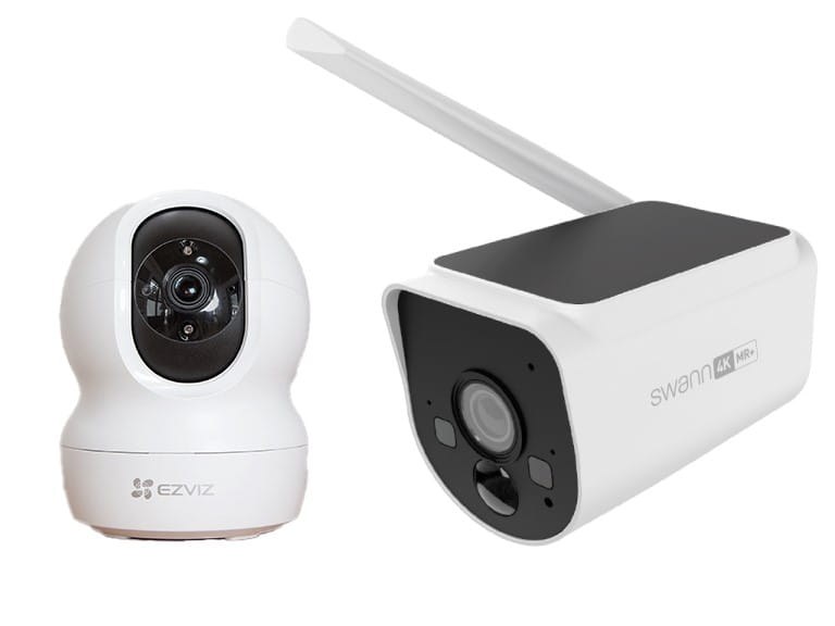 Ezviz CP1 3MP (left) and Swann MaxRanger 4k (right) security cameras