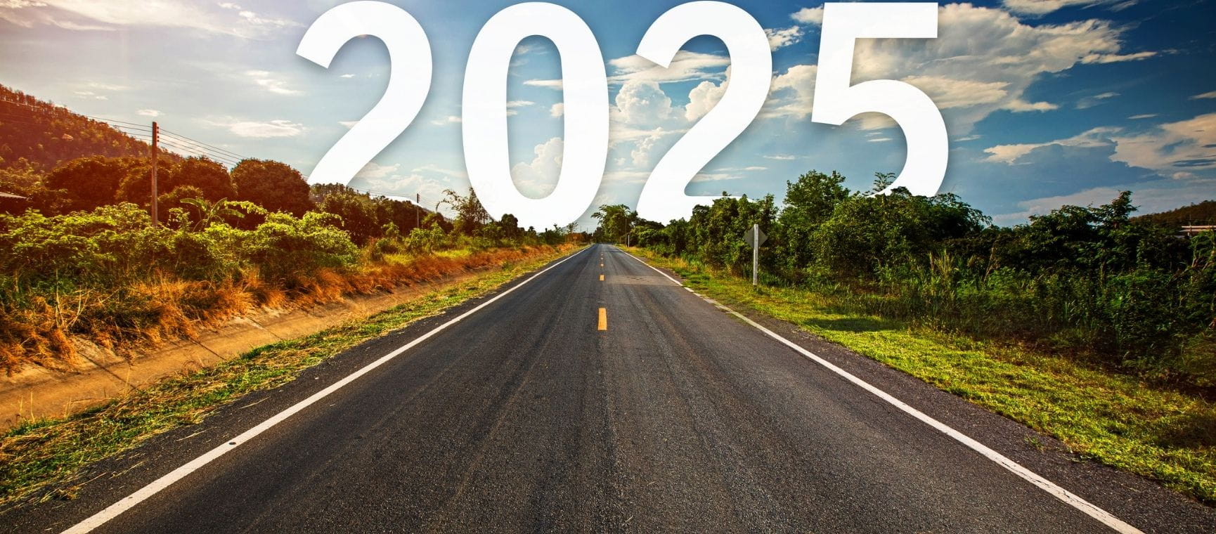 A long road with 2025 in white at the end of it