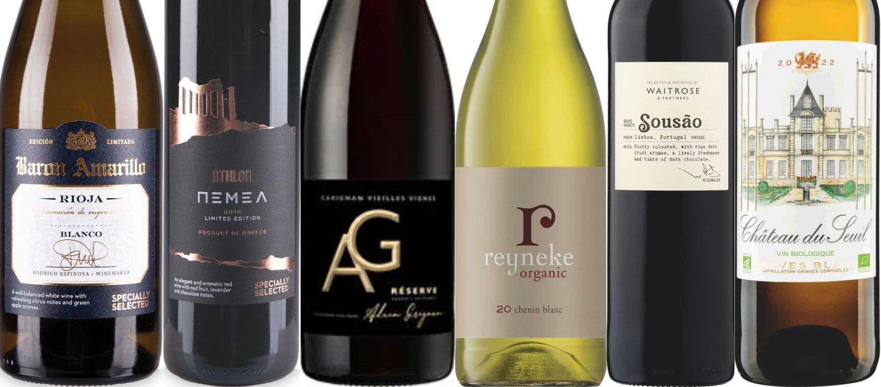 Six of Saga's recommend wines with cork stoppers