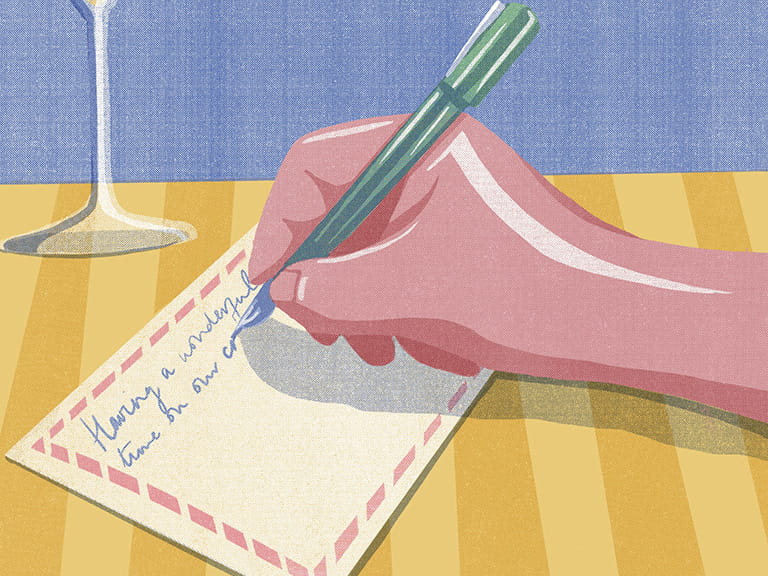Illustration of a hand writing a letter