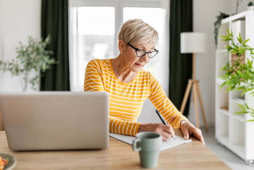 Woman working at her laptop