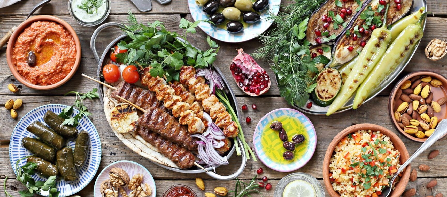 Table set out with Mediterranean diet