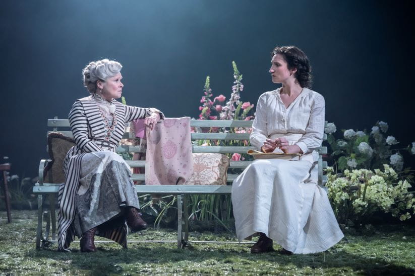 Imelda Staunton as Mrs Kitty Warren on stage with her real life, and stage daughter
