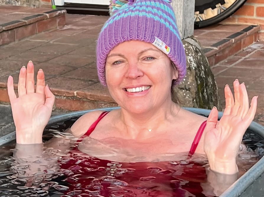 Juls Abernethy in an ice bath